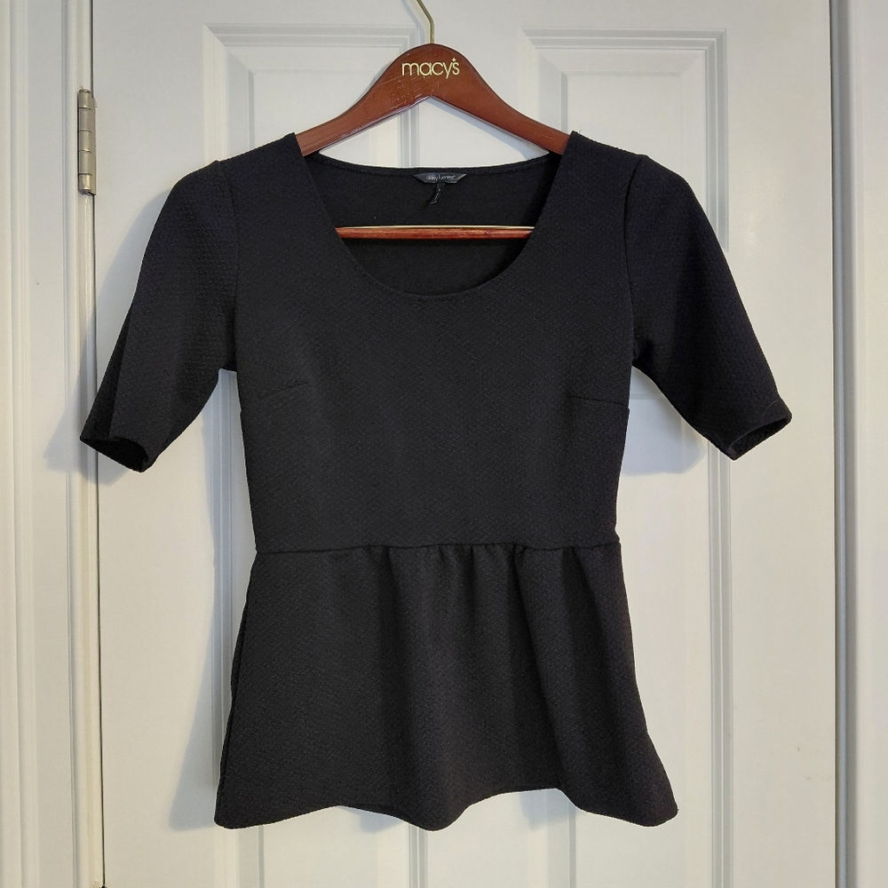 Daisy Fuentes Black Peplum Blouse, Size S